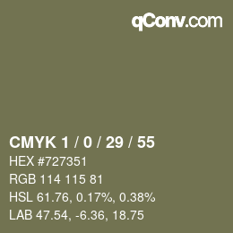 Color code: CMYK 1 / 0 / 29 / 55 | qconv.com