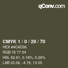 カラーコード: CMYK 1 / 0 / 29 / 70 | qconv.com