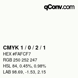 Farbcode: CMYK 1 / 0 / 2 / 1 | qconv.com