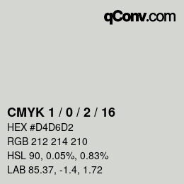 カラーコード: CMYK 1 / 0 / 2 / 16 | qconv.com