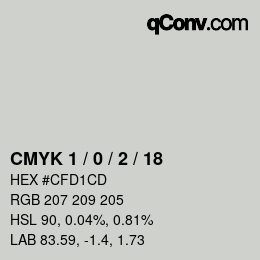 Color code: CMYK 1 / 0 / 2 / 18 | qconv.com