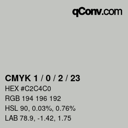 Color code: CMYK 1 / 0 / 2 / 23 | qconv.com