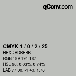 Color code: CMYK 1 / 0 / 2 / 25 | qconv.com