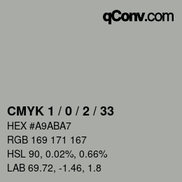 Color code: CMYK 1 / 0 / 2 / 33 | qconv.com