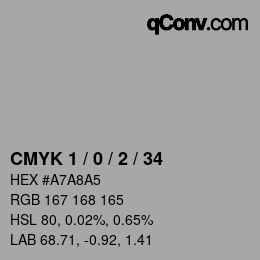 Color code: CMYK 1 / 0 / 2 / 34 | qconv.com