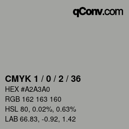 Color code: CMYK 1 / 0 / 2 / 36 | qconv.com