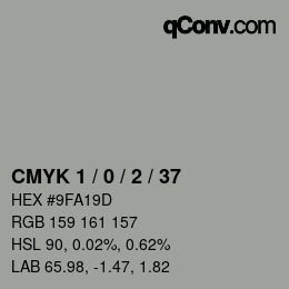 カラーコード: CMYK 1 / 0 / 2 / 37 | qconv.com