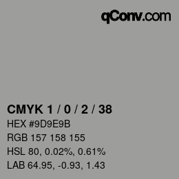 カラーコード: CMYK 1 / 0 / 2 / 38 | qconv.com