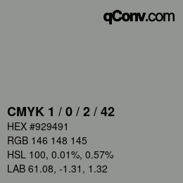 Color code: CMYK 1 / 0 / 2 / 42 | qconv.com