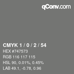 颜色代码: CMYK 1 / 0 / 2 / 54 | qconv.com