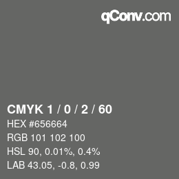 カラーコード: CMYK 1 / 0 / 2 / 60 | qconv.com