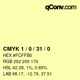 Color code: CMYK 1 / 0 / 31 / 0 | qconv.com