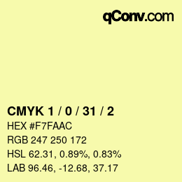 Color code: CMYK 1 / 0 / 31 / 2 | qconv.com