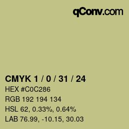 カラーコード: CMYK 1 / 0 / 31 / 24 | qconv.com