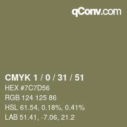 カラーコード: CMYK 1 / 0 / 31 / 51 | qconv.com