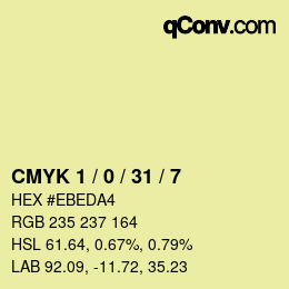 Color code: CMYK 1 / 0 / 31 / 7 | qconv.com