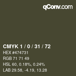Color code: CMYK 1 / 0 / 31 / 72 | qconv.com