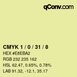 カラーコード: CMYK 1 / 0 / 31 / 8 | qconv.com