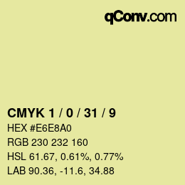 カラーコード: CMYK 1 / 0 / 31 / 9 | qconv.com