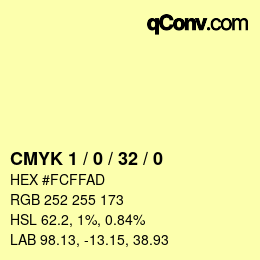 Color code: CMYK 1 / 0 / 32 / 0 | qconv.com