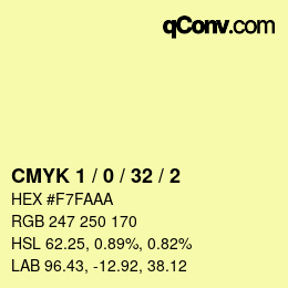 カラーコード: CMYK 1 / 0 / 32 / 2 | qconv.com