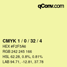 カラーコード: CMYK 1 / 0 / 32 / 4 | qconv.com