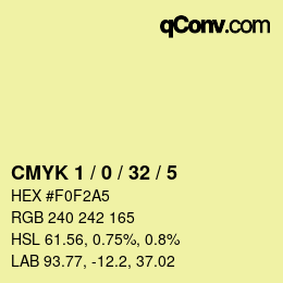 カラーコード: CMYK 1 / 0 / 32 / 5 | qconv.com