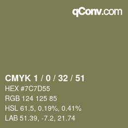 カラーコード: CMYK 1 / 0 / 32 / 51 | qconv.com