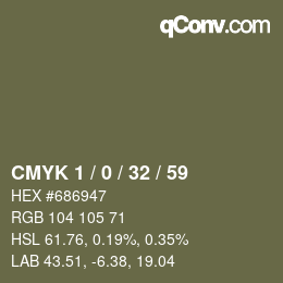 カラーコード: CMYK 1 / 0 / 32 / 59 | qconv.com