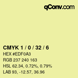 カラーコード: CMYK 1 / 0 / 32 / 6 | qconv.com