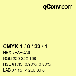 Código de color: CMYK 1 / 0 / 33 / 1 | qconv.com