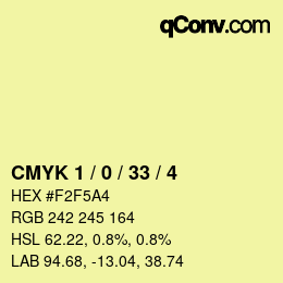 Farbcode: CMYK 1 / 0 / 33 / 4 | qconv.com