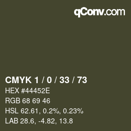 Color code: CMYK 1 / 0 / 33 / 73 | qconv.com