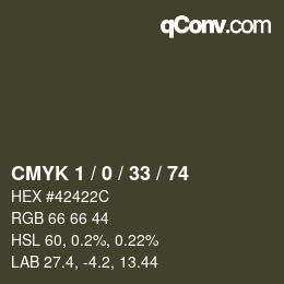 カラーコード: CMYK 1 / 0 / 33 / 74 | qconv.com