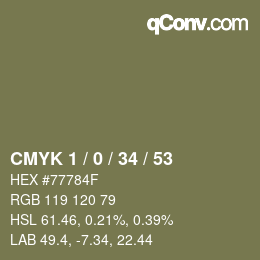 カラーコード: CMYK 1 / 0 / 34 / 53 | qconv.com