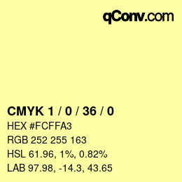 Color code: CMYK 1 / 0 / 36 / 0 | qconv.com