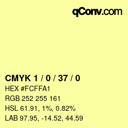 Color code: CMYK 1 / 0 / 37 / 0 | qconv.com