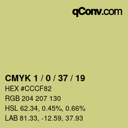 カラーコード: CMYK 1 / 0 / 37 / 19 | qconv.com
