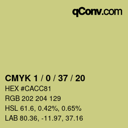 Farbcode: CMYK 1 / 0 / 37 / 20 | qconv.com