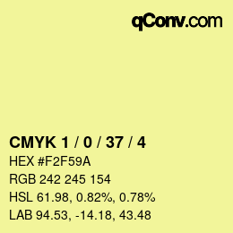 カラーコード: CMYK 1 / 0 / 37 / 4 | qconv.com