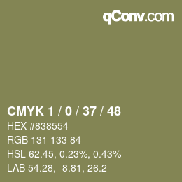 カラーコード: CMYK 1 / 0 / 37 / 48 | qconv.com