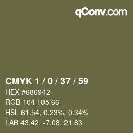 カラーコード: CMYK 1 / 0 / 37 / 59 | qconv.com