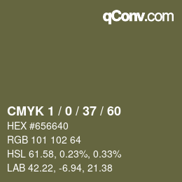 カラーコード: CMYK 1 / 0 / 37 / 60 | qconv.com