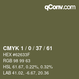 カラーコード: CMYK 1 / 0 / 37 / 61 | qconv.com