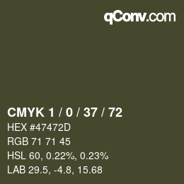 カラーコード: CMYK 1 / 0 / 37 / 72 | qconv.com