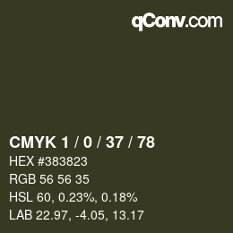 カラーコード: CMYK 1 / 0 / 37 / 78 | qconv.com