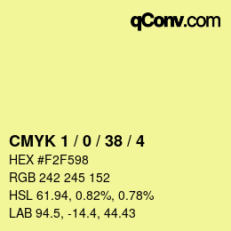 颜色代码: CMYK 1 / 0 / 38 / 4 | qconv.com