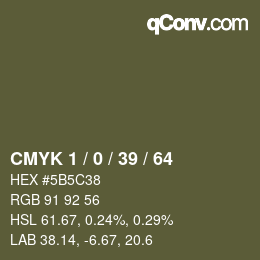 Código de color: CMYK 1 / 0 / 39 / 64 | qconv.com