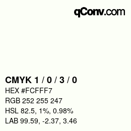 Farbcode: CMYK 1 / 0 / 3 / 0 | qconv.com