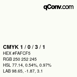 Code couleur: CMYK 1 / 0 / 3 / 1 | qconv.com